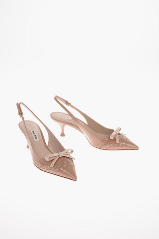 Patent Leather Slingback Pumps with Brogues 6.5 Cm