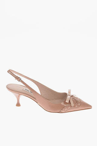 Patent Leather Slingback Pumps with Brogues 6.5 Cm
