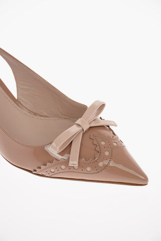 Patent Leather Slingback Pumps with Brogues 6.5 Cm