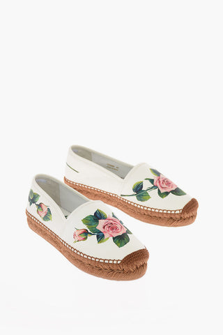 Printed Roses Soft Leather Espadrilles