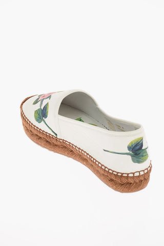 Printed Roses Soft Leather Espadrilles