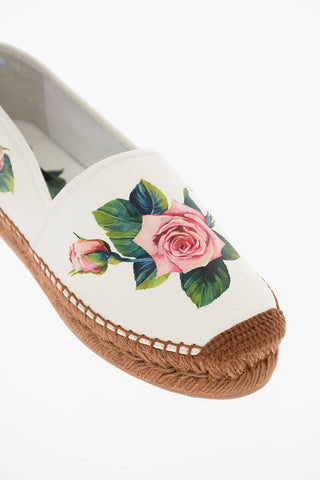 Printed Roses Soft Leather Espadrilles