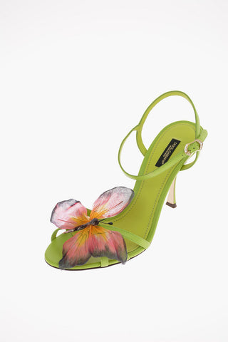 Sandali in Nappa con Applicazione Farfalla 10 Cm 