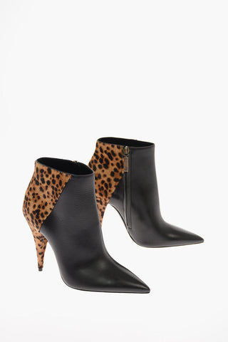 Leather and Ponyskin KIKI Ankle Boots with Zip Closure 11 Cm