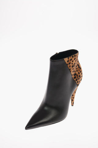 Leather and Ponyskin KIKI Ankle Boots with Zip Closure 11 Cm