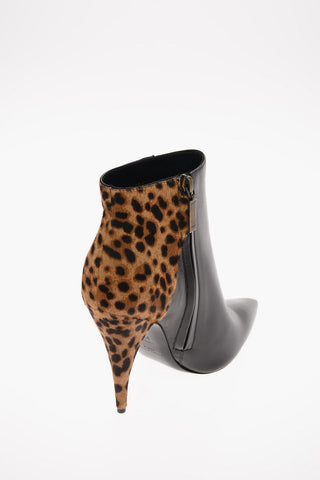 Leather and Ponyskin KIKI Ankle Boots with Zip Closure 11 Cm