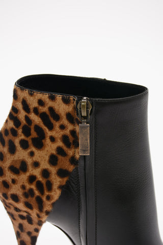 Leather and Ponyskin KIKI Ankle Boots with Zip Closure 11 Cm