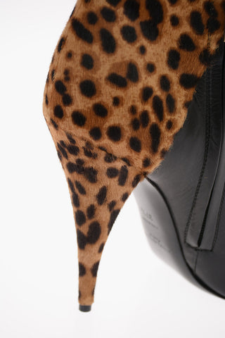 Leather and Ponyskin KIKI Ankle Boots with Zip Closure 11 Cm