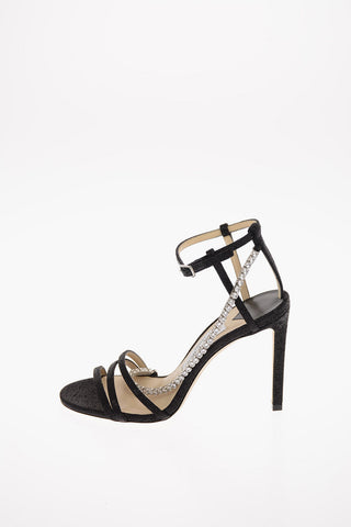 Glittered Leather TAHAIA Sandals with Jewel Strap 7 Cm