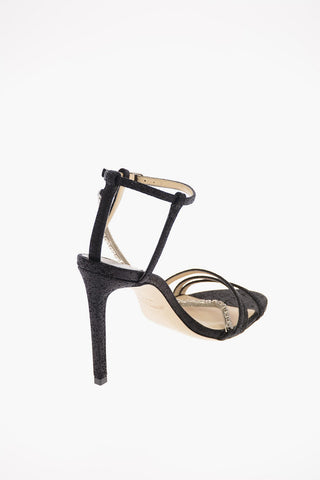 Glittered Leather TAHAIA Sandals with Jewel Strap 7 Cm