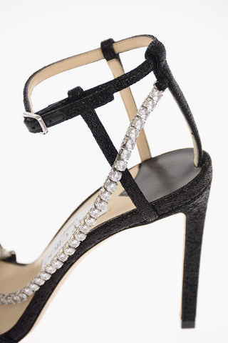 Glittered Leather TAHAIA Sandals with Jewel Strap 7 Cm