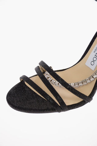 Glittered Leather TAHAIA Sandals with Jewel Strap 7 Cm