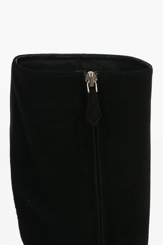 Stivali al Ginocchio in Suede con Tacco Gioiello 7 Cm