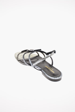 Metallic Leather CASSANDRA Sandals with Monogram Application 1 Cm