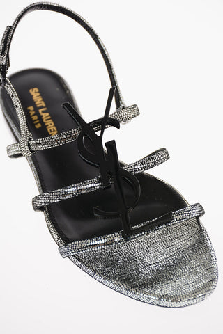 Metallic Leather CASSANDRA Sandals with Monogram Application 1 Cm