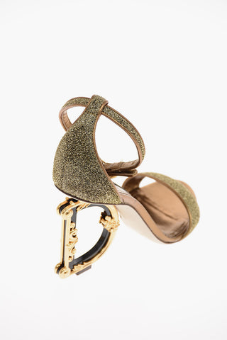 Jewel Ankle Strap Sandals with Monogram Heel 10 Cm