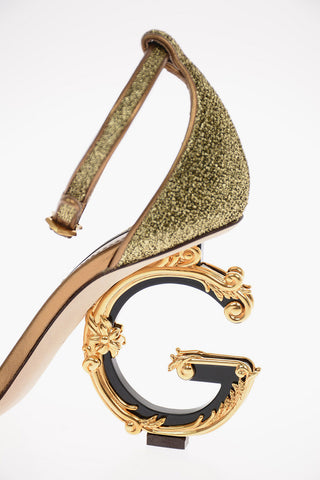 Jewel Ankle Strap Sandals with Monogram Heel 10 Cm
