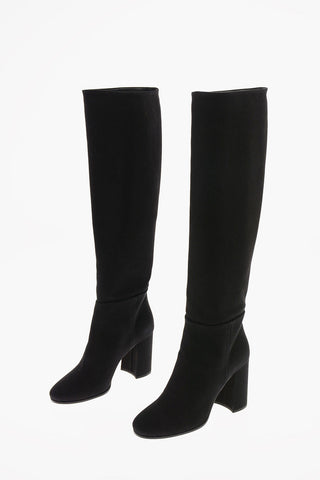 Stivali al Ginocchio Pull On in Denim 9 cm
