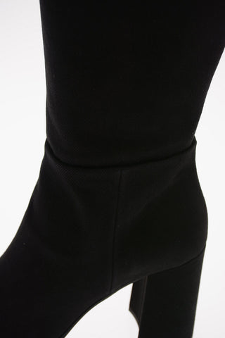 Stivali al Ginocchio Pull On in Denim 9 cm