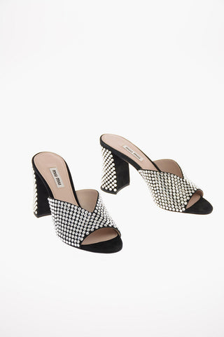 Suede Jewel Mules 9 Cm