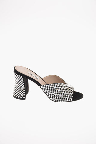 Suede Jewel Mules 9 Cm