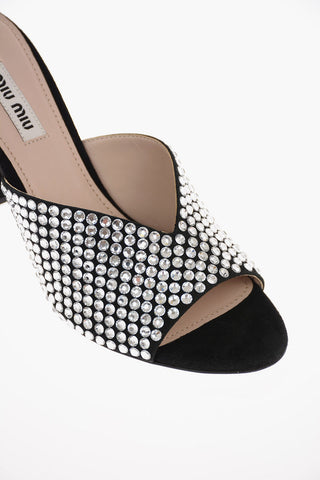 Suede Jewel Mules 9 Cm