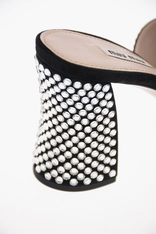 Suede Jewel Mules 9 Cm