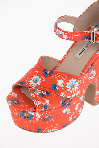Sandali in Canvas Floreale con Suola Platform 13 Cm