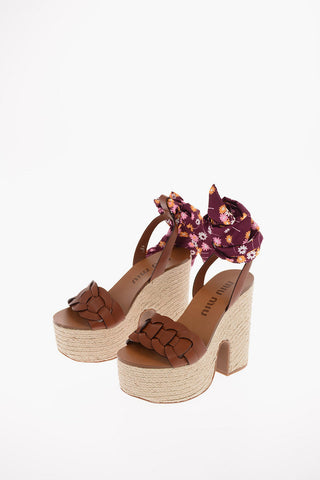 Leather Lace Up Platform Sandals 13 Cm