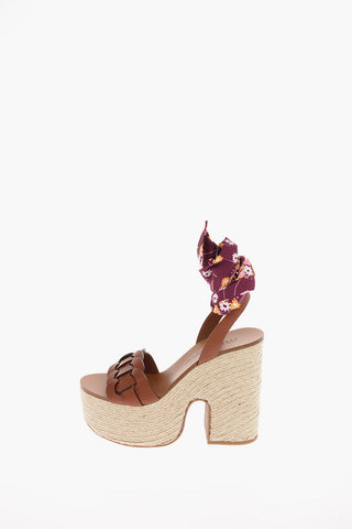 Leather Lace Up Platform Sandals 13 Cm