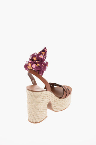Leather Lace Up Platform Sandals 13 Cm