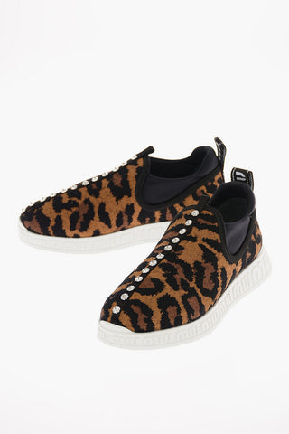 Spotted Wool Pull On Sneakers with Jewel Detail