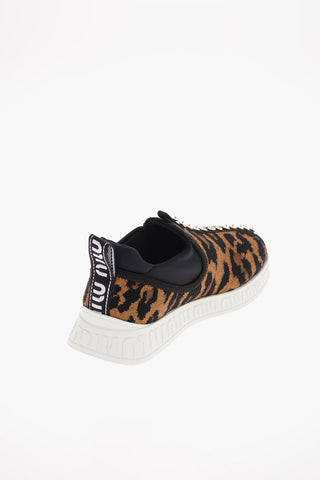 Spotted Wool Pull On Sneakers with Jewel Detail