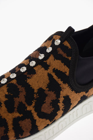 Spotted Wool Pull On Sneakers with Jewel Detail
