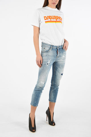 Vintage Effect Cropped COOL GIRL Jeans