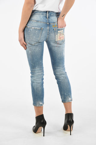 Vintage Effect Cropped COOL GIRL Jeans