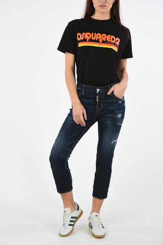Vintage Effect Cropped COOL GIRL Jeans
