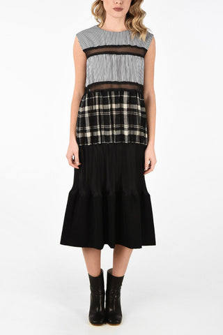 MM1 Vestito con Dettagli a Righe e a Quadri Tartan