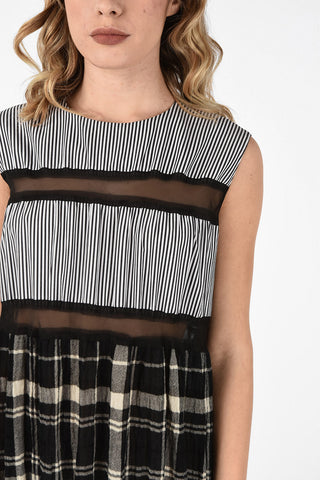 MM1 Vestito con Dettagli a Righe e a Quadri Tartan
