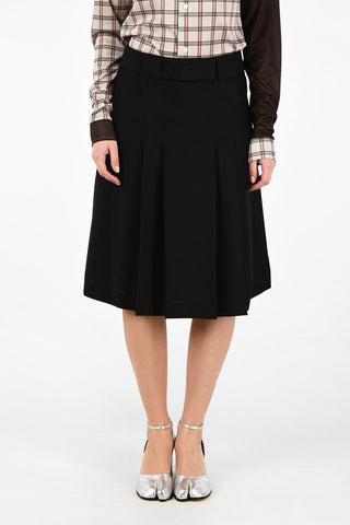 MM0 Mohair and Virgin Wool A-Line Skirt with Belt