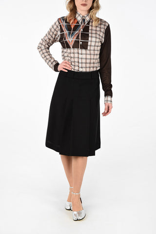 MM0 Mohair and Virgin Wool A-Line Skirt with Belt