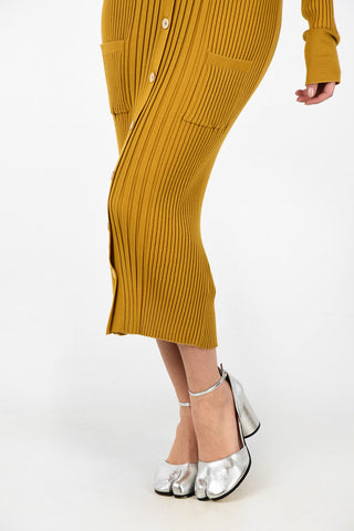 MM4 Vestito Attillato Ribbed in Maglia con Scollatura Profonda