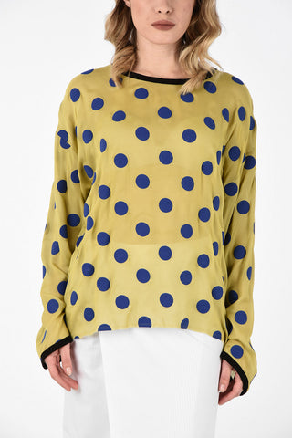MM1 Long Sleeve Polka Dots Silk Blouse