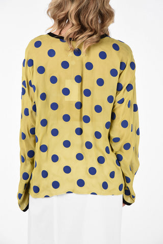 MM1 Long Sleeve Polka Dots Silk Blouse