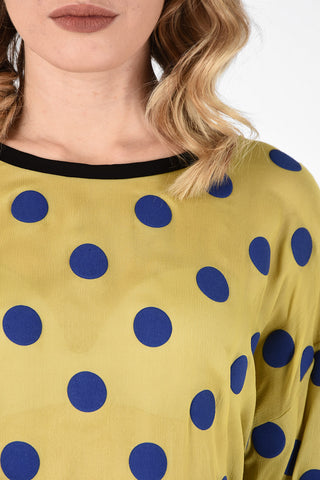 MM1 Long Sleeve Polka Dots Silk Blouse