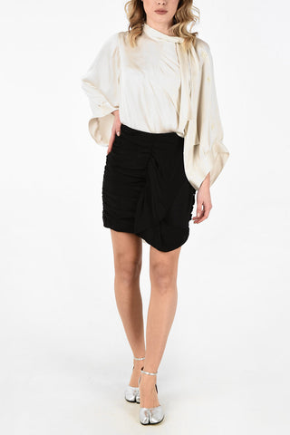 MM0 Silk Draped Mini Skirt With Zip Back Closure