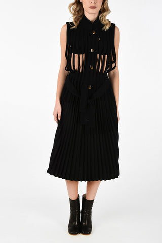 MM0 Maxi Vestito in Maglia Cut Out e Plissé