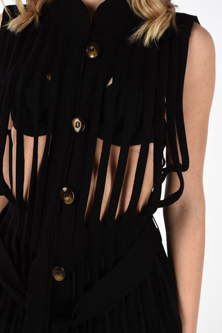 MM0 Maxi Vestito in Maglia Cut Out e Plissé