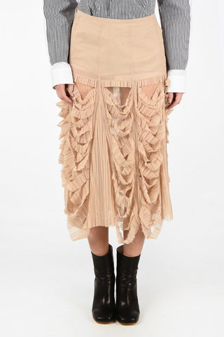 MM0 Vintage Effect Cut Out Sheer Skirt
