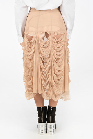 MM0 Vintage Effect Cut Out Sheer Skirt